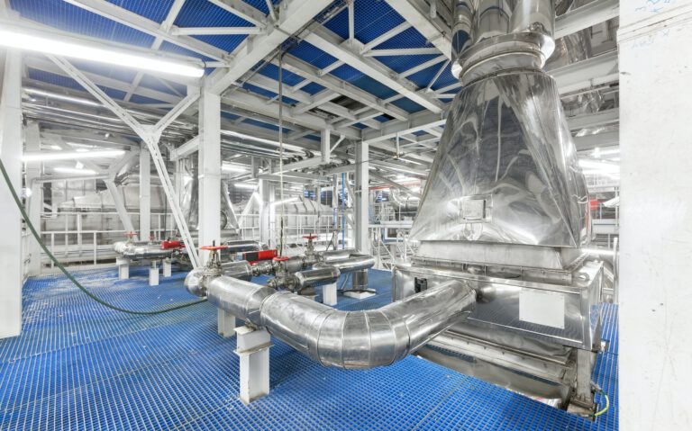 Giant industrial air heater with piping system